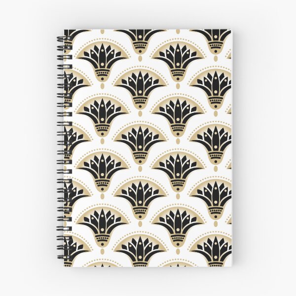 Artikelvorschau, Art Deco Ägyptischer Lotus Vintage Gold Schwarz-Weiß-Glamour-Wiederholung entworfen und verkauft von LoreliDesigns.