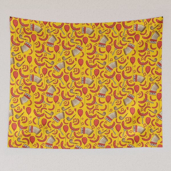 Item preview, Bratwurst and Music Oktoberfest Pattern (Marigold) designed and sold by Geo De la Cruz.