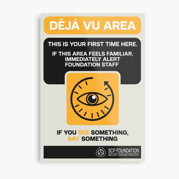 Aperçu de l'œuvre Avertissement SCP Déjà Vu Jaune/Orange créée et vendue par Astra Designs ⭐⭐⭐⭐⭐.