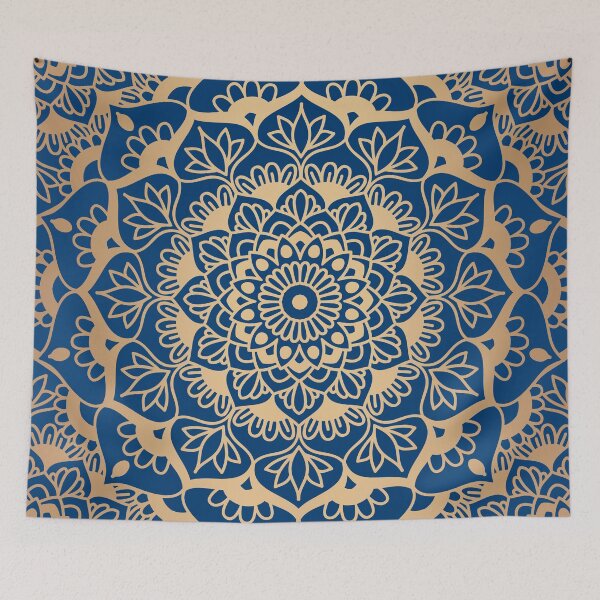 Item preview, Dark Blue and Gold Geometric Mandala designed and sold by Julie Erin Designs.