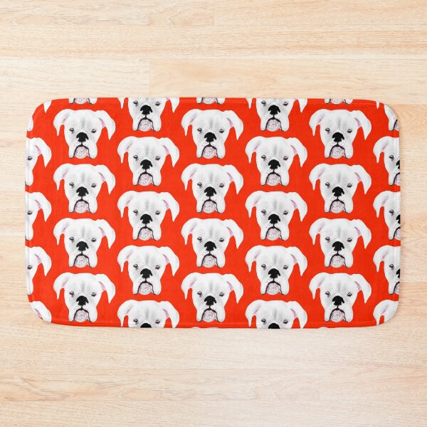 Item preview, WHITE BOXER DOG PUPPY HALFTONE RED designed and sold by GIVENGRACE.ART.
