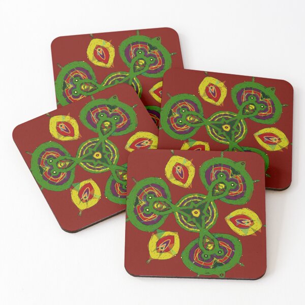 Item preview, Petaaw Dance of the Cowrie Mystical African Patterns Red Yellow Green designed and sold by Tony Cisse.