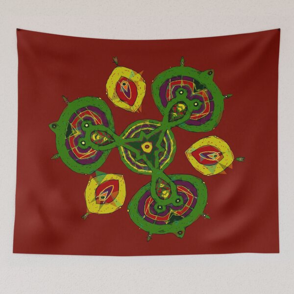 Item preview, Petaaw Dance of the Cowrie Mystical African Patterns Red Yellow Green designed and sold by Tony Cisse.