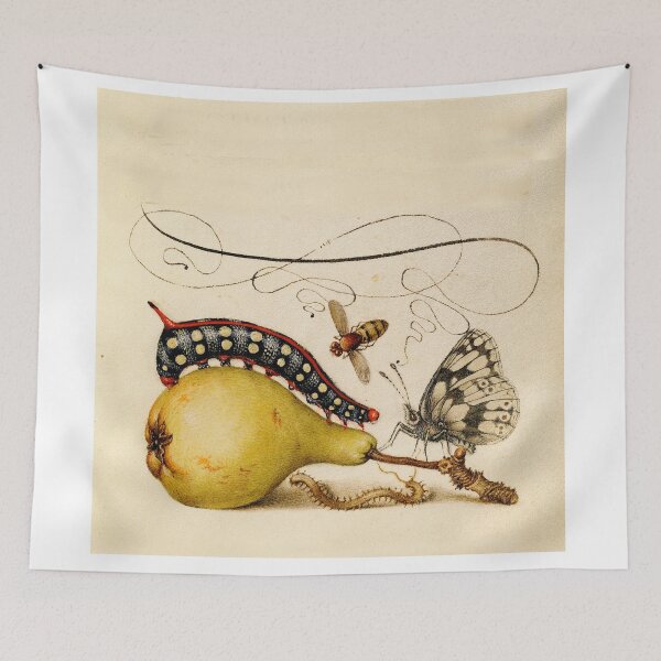Item preview, Vintage Flower Fly Caterpillar Pear Centipede  manuscript parchment designed and sold by aurielaki.