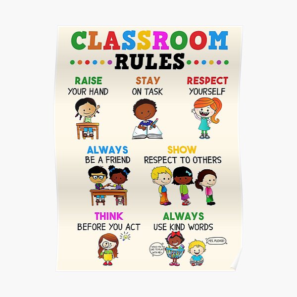  Classroom Rules Cute Principle Student Back To School Poster For Sale 