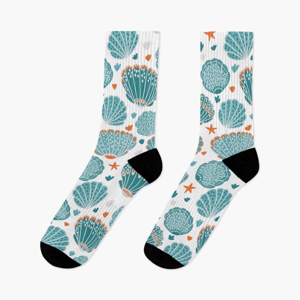 Item preview, Pattern with shells on a white background, painted with dreams of the sea designed and sold by Drozdova.