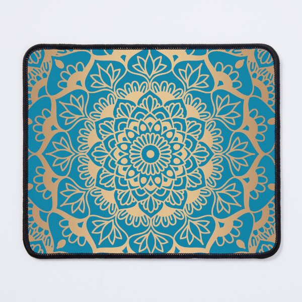 Item preview, Light Blue and Gold Geometric Mandala designed and sold by Julie Erin Designs.