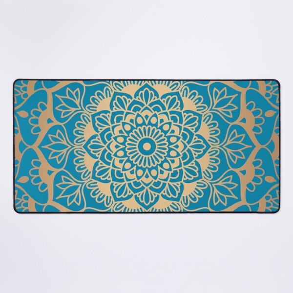 Item preview, Light Blue and Gold Geometric Mandala designed and sold by Julie Erin Designs.