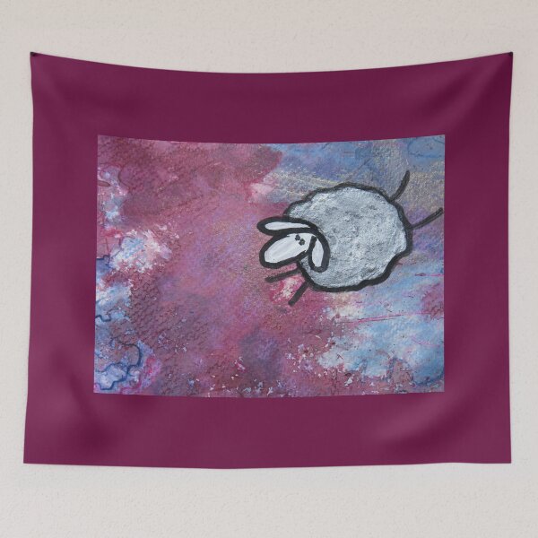 Item preview, UnFolding the Ewe-niverse #38 mixed media and ink painting of sheep designed and sold by ChillonLeachArt.
