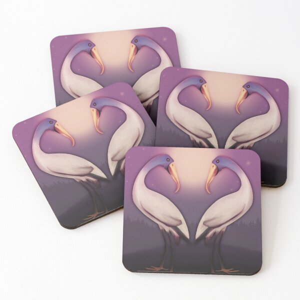 Item preview, Wanna dance? Two white and blue lovebirds in the pink moonlight. designed and sold by marina63.