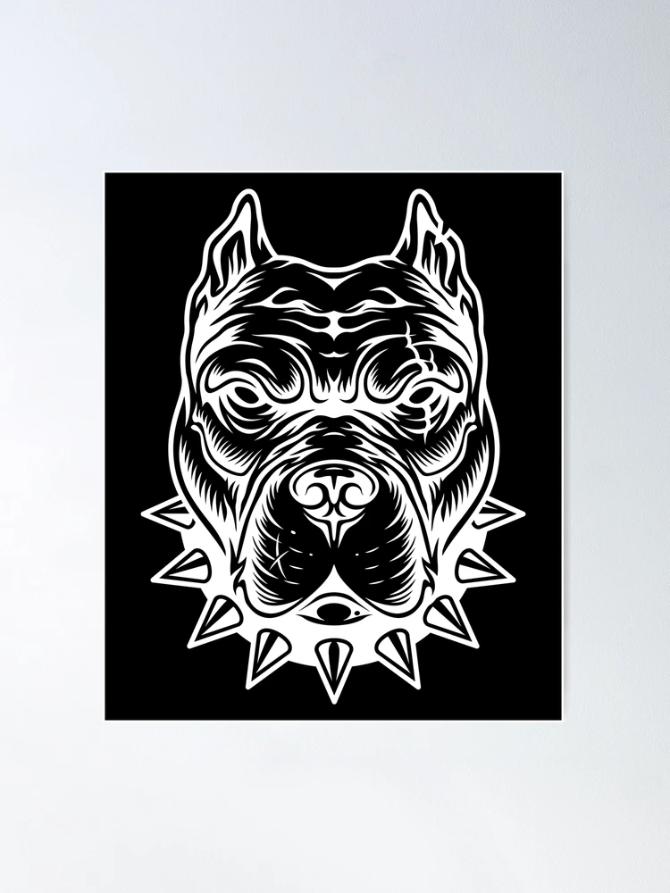 Pitbull Angry Head Art Design Draw Street Art