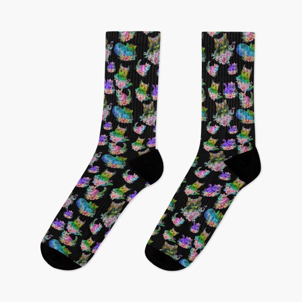 Item preview, cute kitten water colour cats sitting on a bed of flowers - seamless pattern designed and sold by AspectArtWorks.