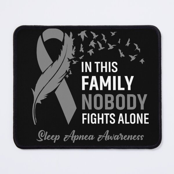 Item preview, In This Family Nobody Fights Alone Sleep Apnea Awareness Feather Ribbon designed and sold by frechettee.