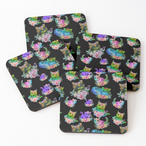 Item preview, cute kitten water colour cats sitting on a bed of flowers - seamless pattern designed and sold by AspectArtWorks.