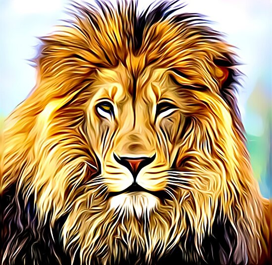 Tete De Lion Dessin Couleur Poster « Tête de Lion peinture numérique », par adriana-holmes | Redbubble