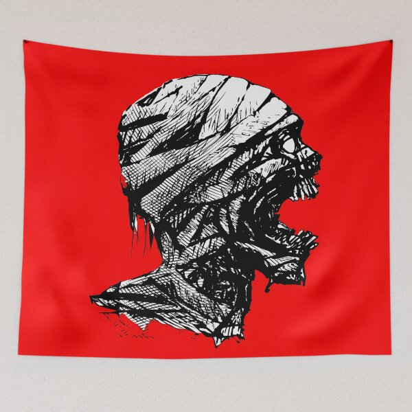 Item preview, screaming mummy, halloween, horror movies fan, a zombie mummy, illustration, engraved designed and sold by DALIO666.