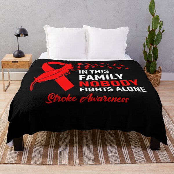 Item preview, In This Family Nobody Fights Alone Stroke Awareness Feather Ribbon designed and sold by frechettee.