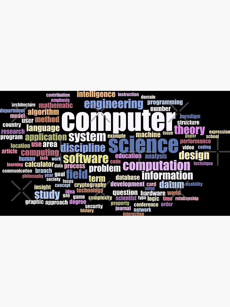 Discover Computer Science Colored Word Cloud Design of Key Terms Premium Matte Vertical Poster