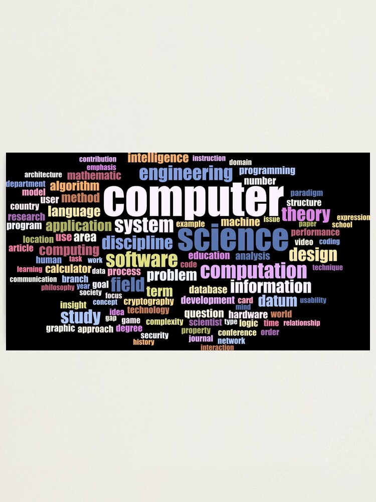 "Computer Science Colored Word Cloud Design of Key Terms" Photographic