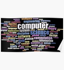 Computer Science Design - Word Cloud of Key Terms Colored Poster