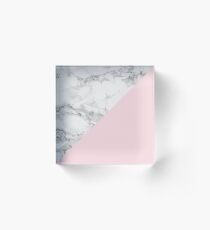 Marble + Pink Pastel Color. Classic Geometry. Acrylic Block