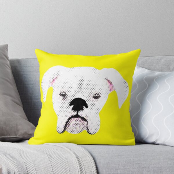 Item preview, WHITE BOXER DOG PUPPY HALFTONE YELLOW designed and sold by GIVENGRACE.ART.