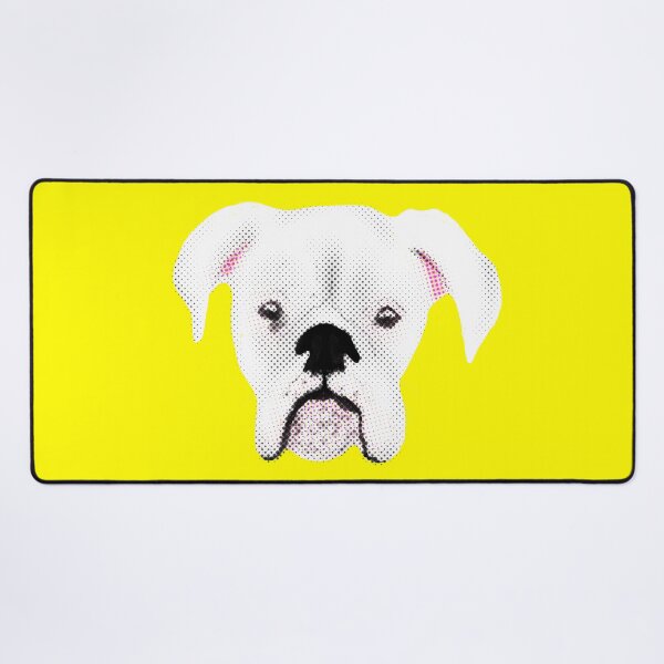 Item preview, WHITE BOXER DOG PUPPY HALFTONE YELLOW designed and sold by GIVENGRACE.ART.