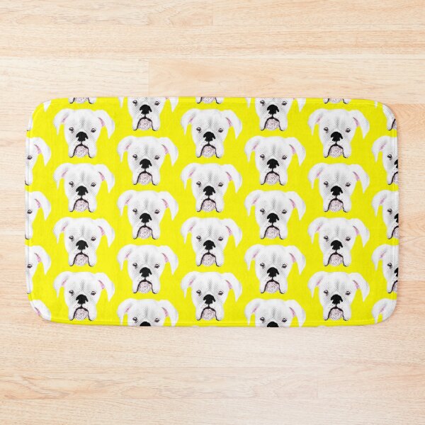 Item preview, WHITE BOXER DOG PUPPY HALFTONE YELLOW designed and sold by GIVENGRACE.ART.