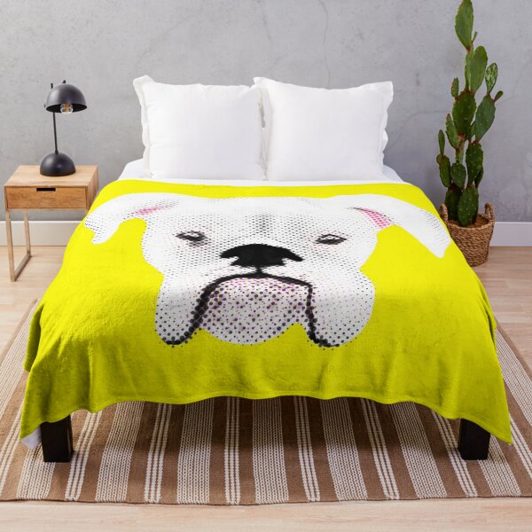 Item preview, WHITE BOXER DOG PUPPY HALFTONE YELLOW designed and sold by GIVENGRACE.ART.