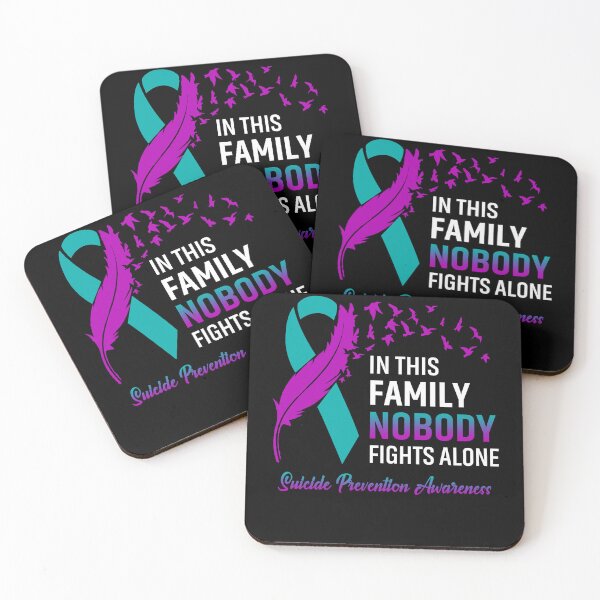 Item preview, In This Family Nobody Fights Alone Suicide Prevention Awareness Feather Ribbon designed and sold by frechettee.