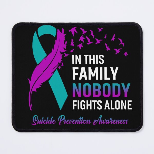 Item preview, In This Family Nobody Fights Alone Suicide Prevention Awareness Feather Ribbon designed and sold by frechettee.