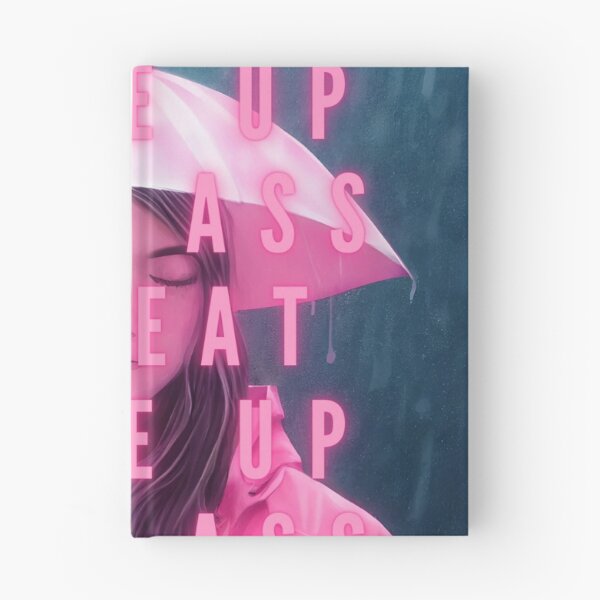 Item preview, Wake up, kick ass, repeat girl power female empowerment young woman in pink with umbrella and note pad famous quotes poster / posters designed and sold by Jéanpaul  Ferro.