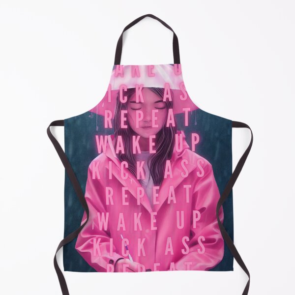 Item preview, Wake up, kick ass, repeat girl power female empowerment young woman in pink with umbrella and note pad famous quotes poster / posters designed and sold by Jéanpaul  Ferro.