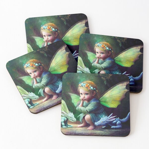 Item preview, Faerie Child Befriending Baby Dragons designed and sold by fairytailsaiart.