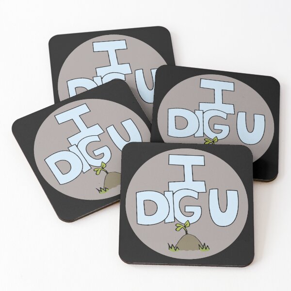Item preview, I DIG U illustrated funny dirt lover badge designed and sold by AngelDawnDesign.