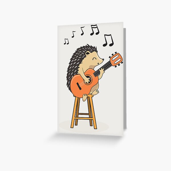 Funny Hedgehog playing the guitar Greeting Card