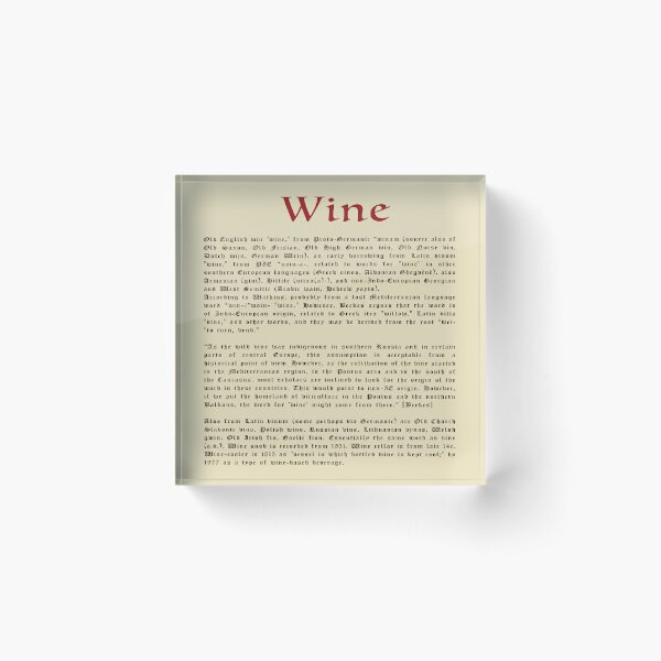 Wine Coaster with Etymology - Etymonline Online Etymology Dictionary Acrylic Block