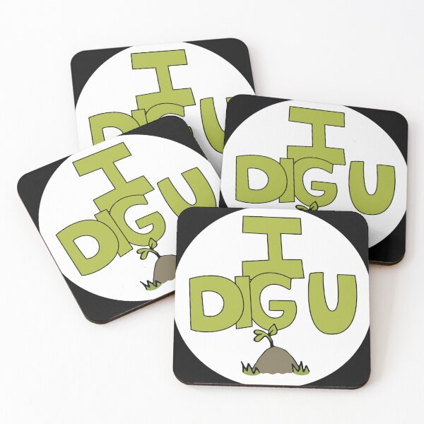 Item preview, I DIG U illustrated funny dirt lover badge designed and sold by AngelDawnDesign.