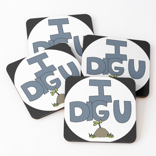 Item preview, I DIG U illustrated funny dirt lover badge designed and sold by AngelDawnDesign.