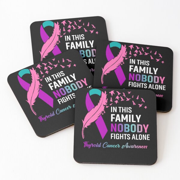 Item preview, In This Family Nobody Fights Alone Thyroid Cancer Awareness Feather Ribbon designed and sold by frechettee.