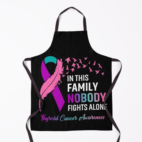 Item preview, In This Family Nobody Fights Alone Thyroid Cancer Awareness Feather Ribbon designed and sold by frechettee.