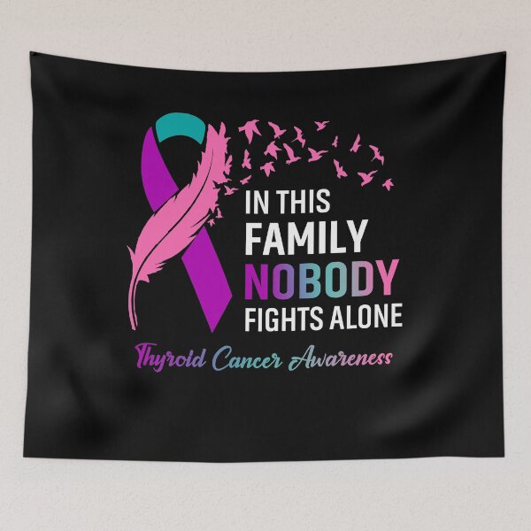 Item preview, In This Family Nobody Fights Alone Thyroid Cancer Awareness Feather Ribbon designed and sold by frechettee.