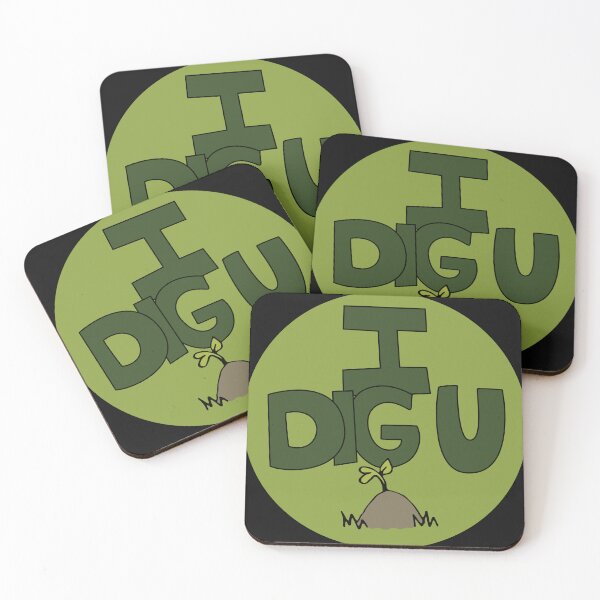 Item preview, I DIG U illustrated funny dirt lover badge designed and sold by AngelDawnDesign.