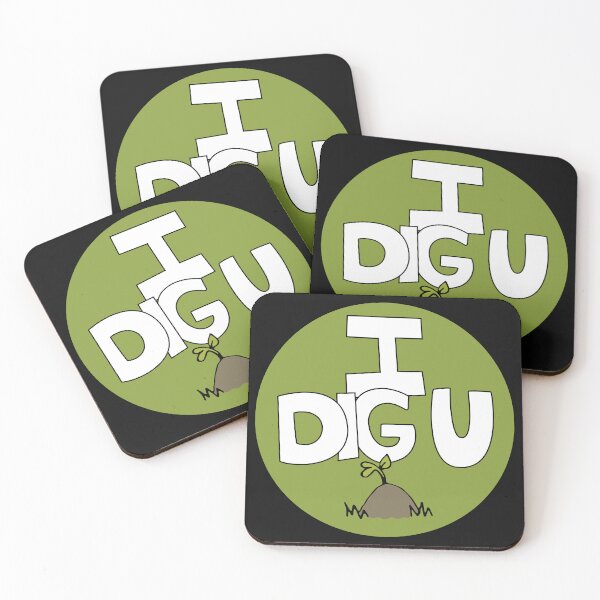 Item preview, I DIG U illustrated funny dirt lover badge designed and sold by AngelDawnDesign.