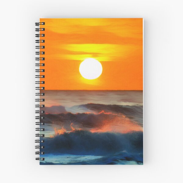Item preview, Bright orange sunset illuminating ocean waves designed and sold by Zeph1.