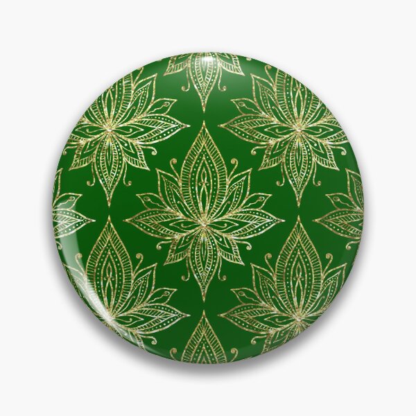 Item preview, Green and Gold Lotus Damask Pattern designed and sold by Julie Erin Designs.