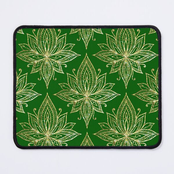 Item preview, Green and Gold Lotus Damask Pattern designed and sold by Julie Erin Designs.