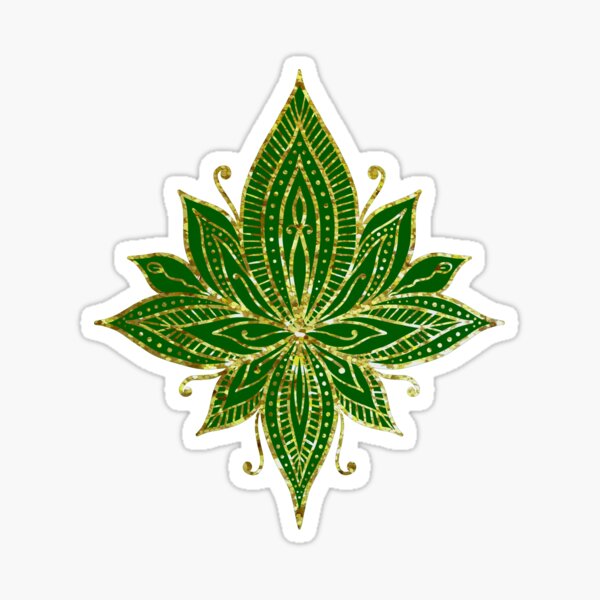 Item preview, Green and Gold Lotus Damask Pattern designed and sold by Julie Erin Designs.