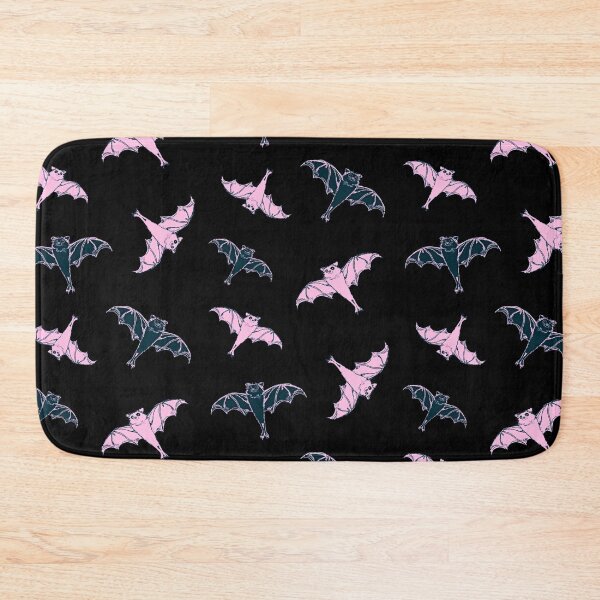 Item preview, sticker set | 7 cute bubblegum pink and black flying bats from my drawing | repeating pattern | Halloween designed and sold by DigitalEurydice.
