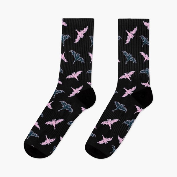 Item preview, sticker set | 7 cute bubblegum pink and black flying bats from my drawing | repeating pattern | Halloween designed and sold by DigitalEurydice.